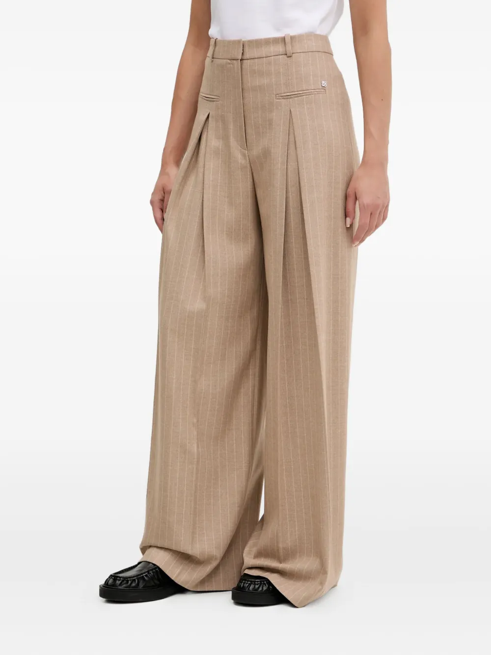 pinstripe pleated trousers