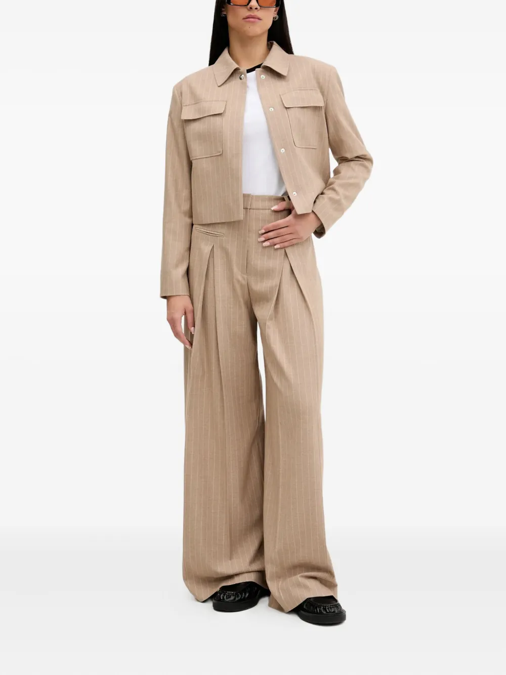 HUGO pinstripe pleated trousers - Beige