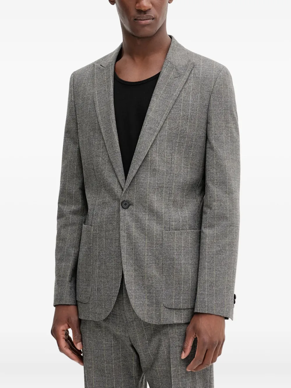 HUGO Geruite blazer Grijs