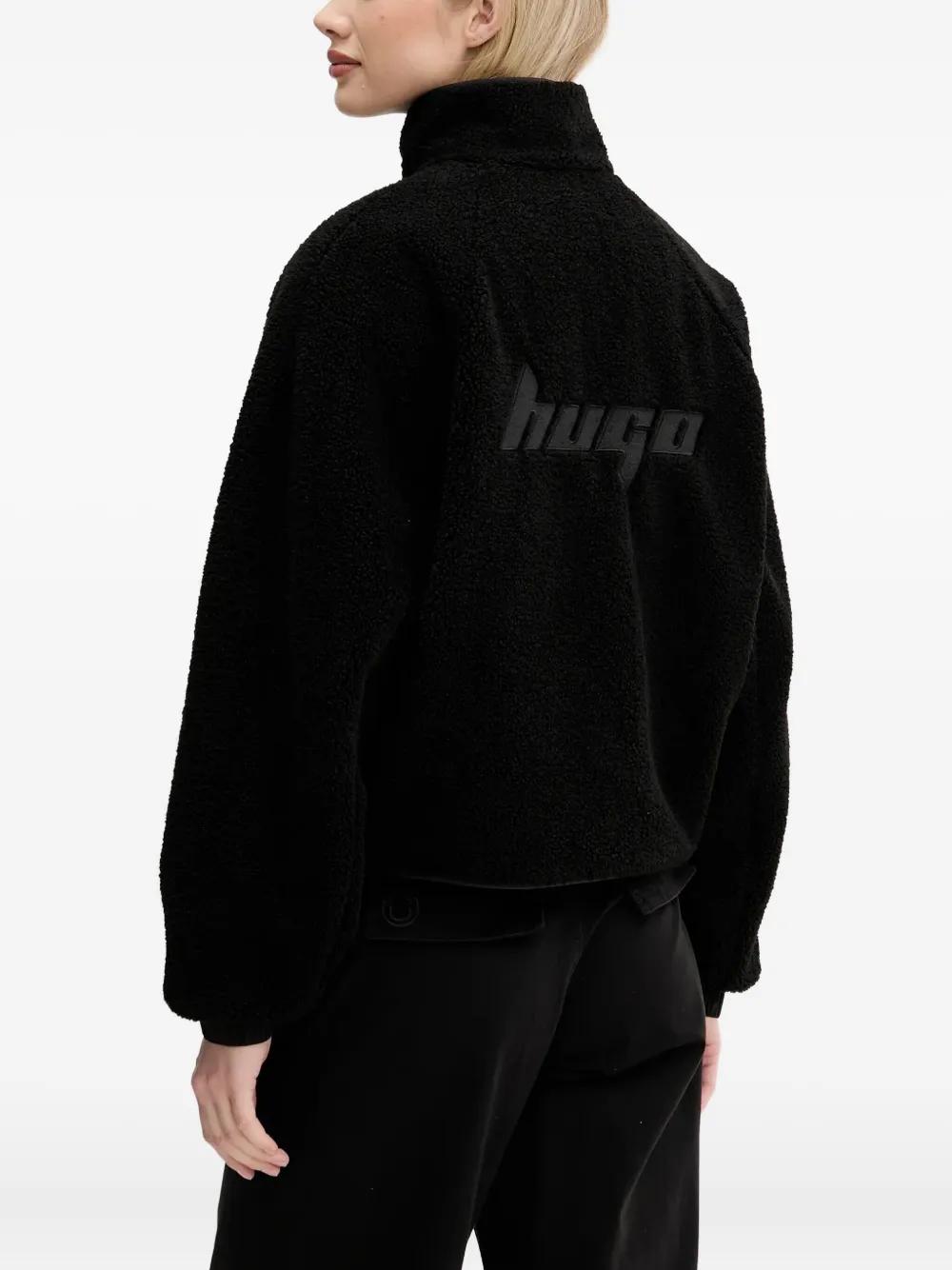 HUGO Fleece jack met vlakken Zwart