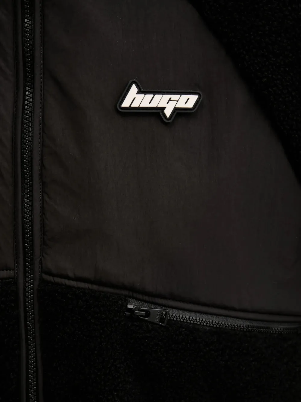 HUGO Fleece jack met vlakken Zwart