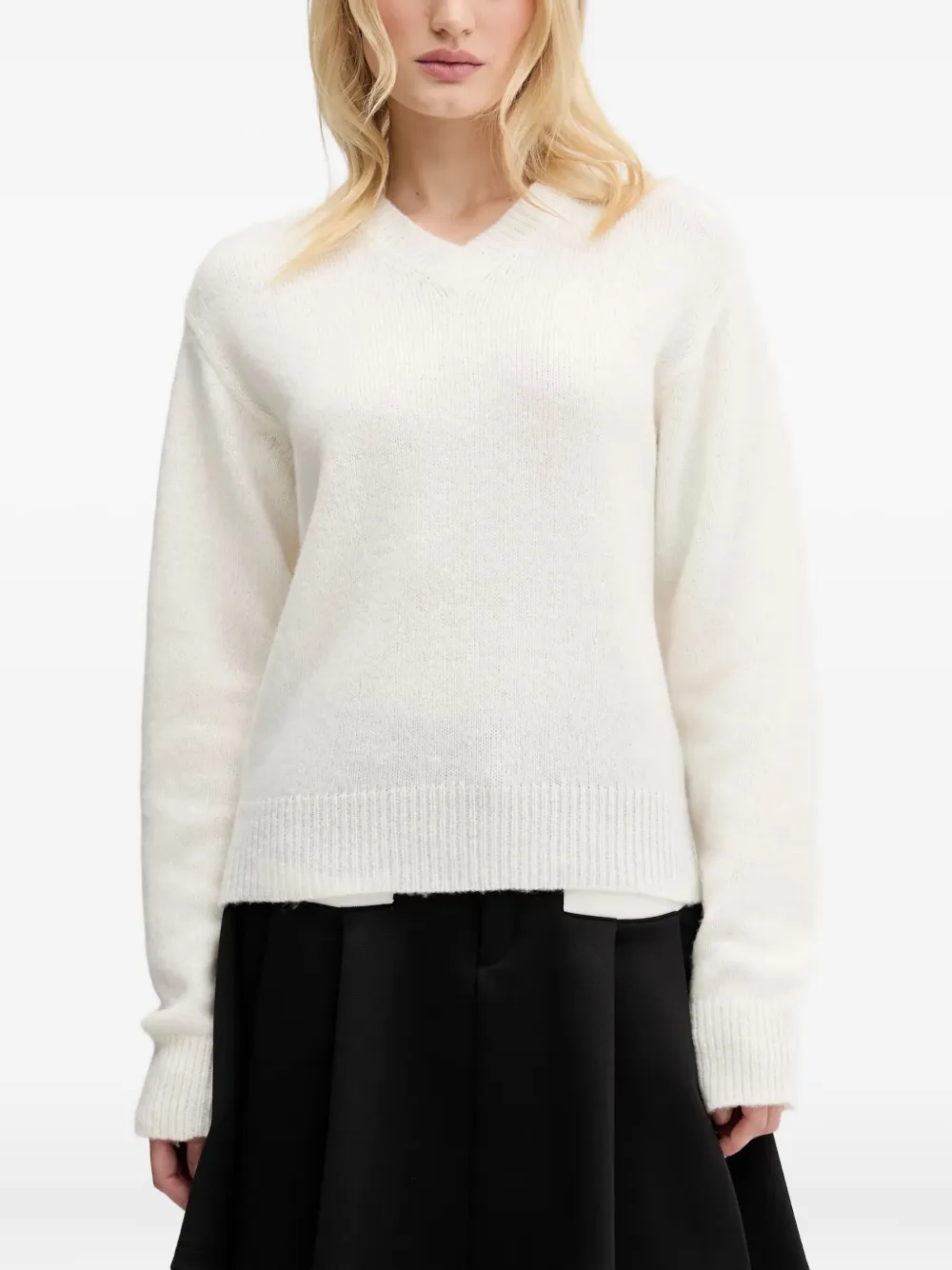 V-neck logo-embroidered sweater