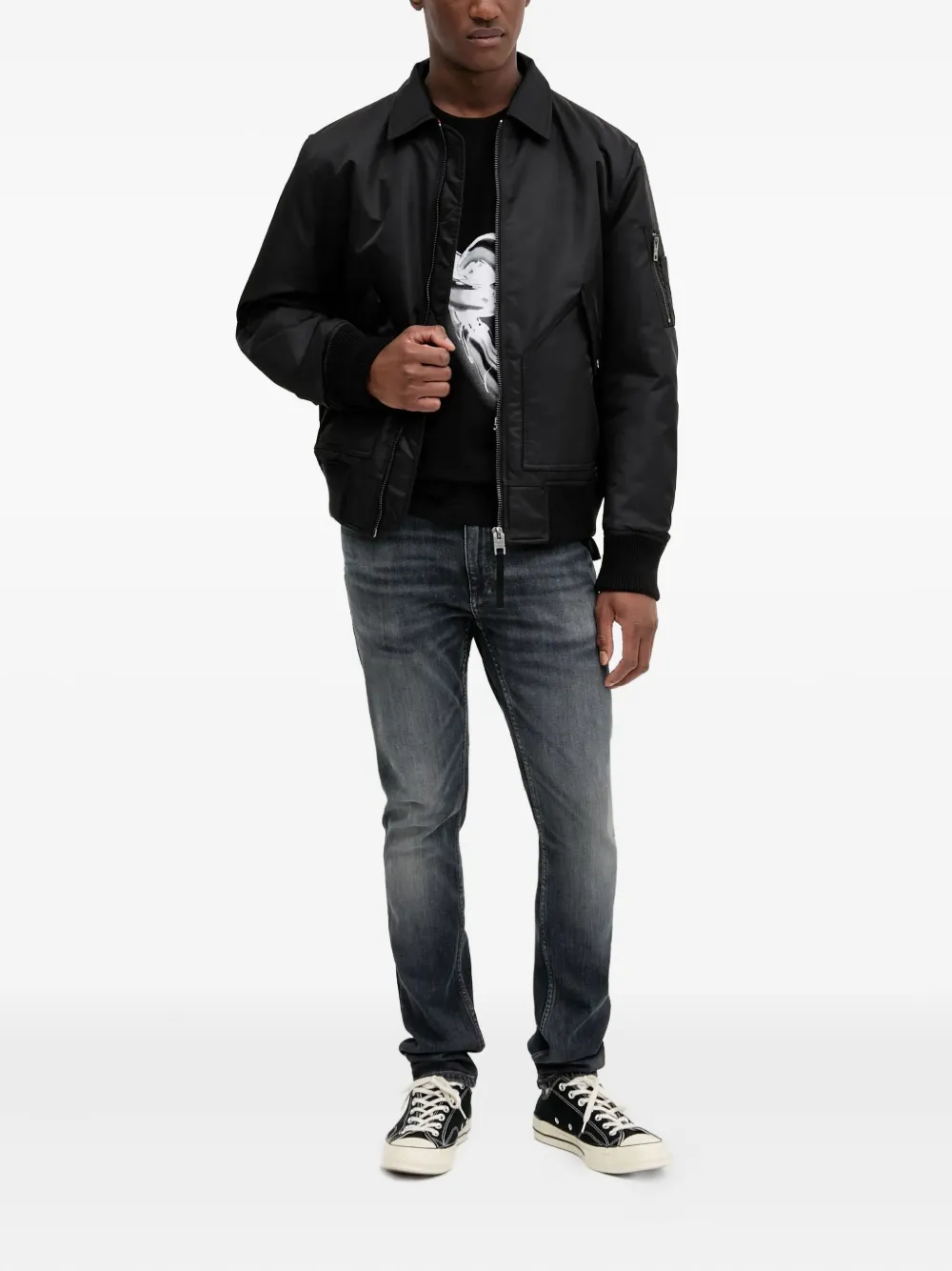 HUGO leather-patch jeans - Grijs