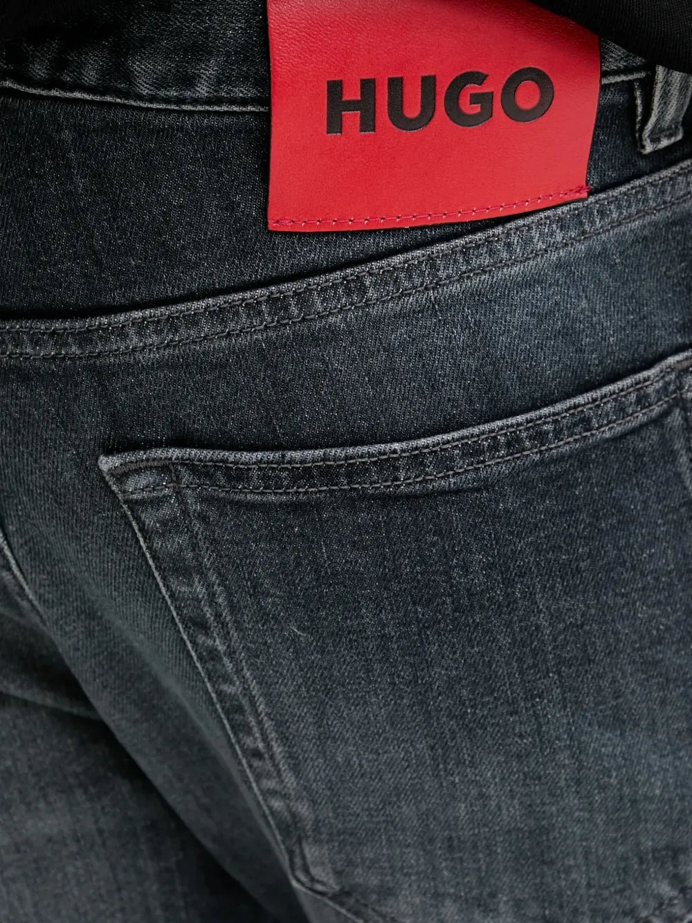 HUGO Jeans met leren patch Grijs