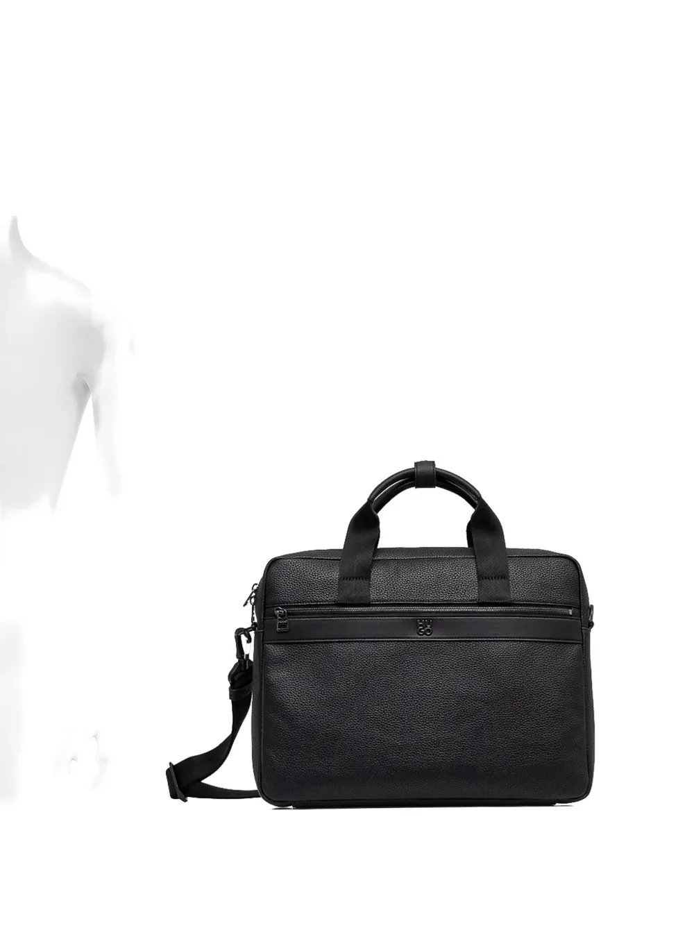 HUGO logo-plaque laptop bag Zwart