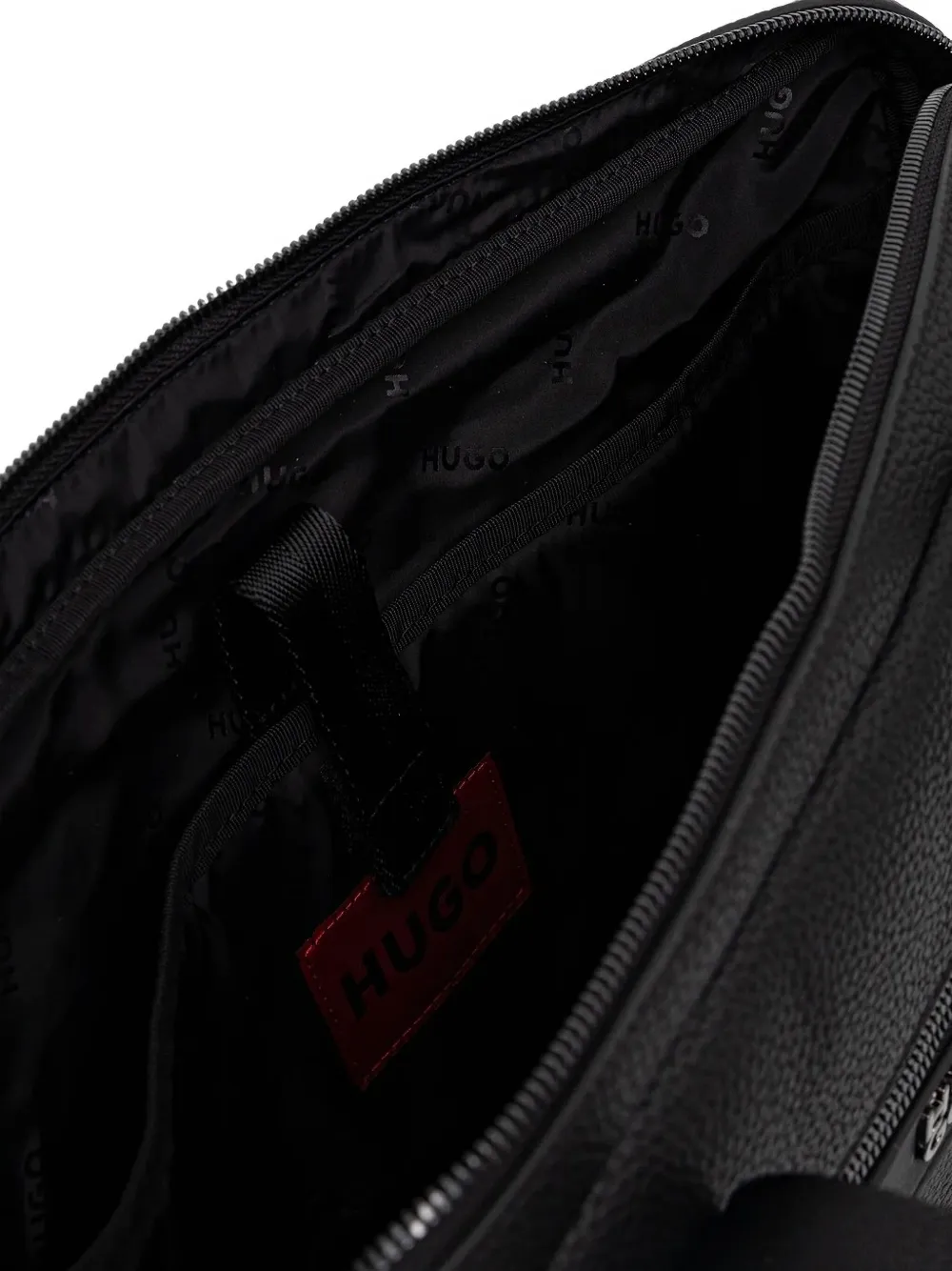 HUGO logo-plaque laptop bag Zwart
