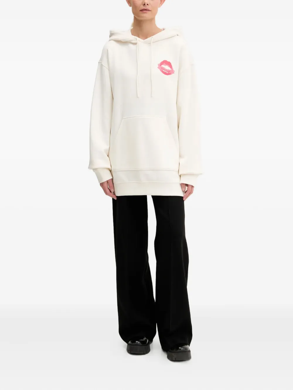 HUGO lips-print hoodie - Wit