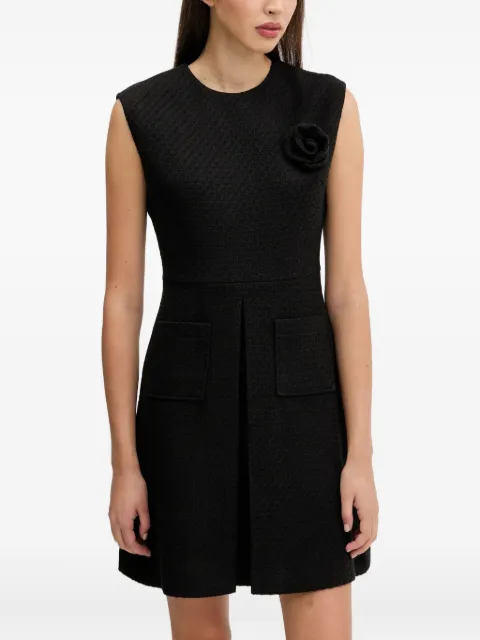 HUGO rose-embellished front-pocket mini dress