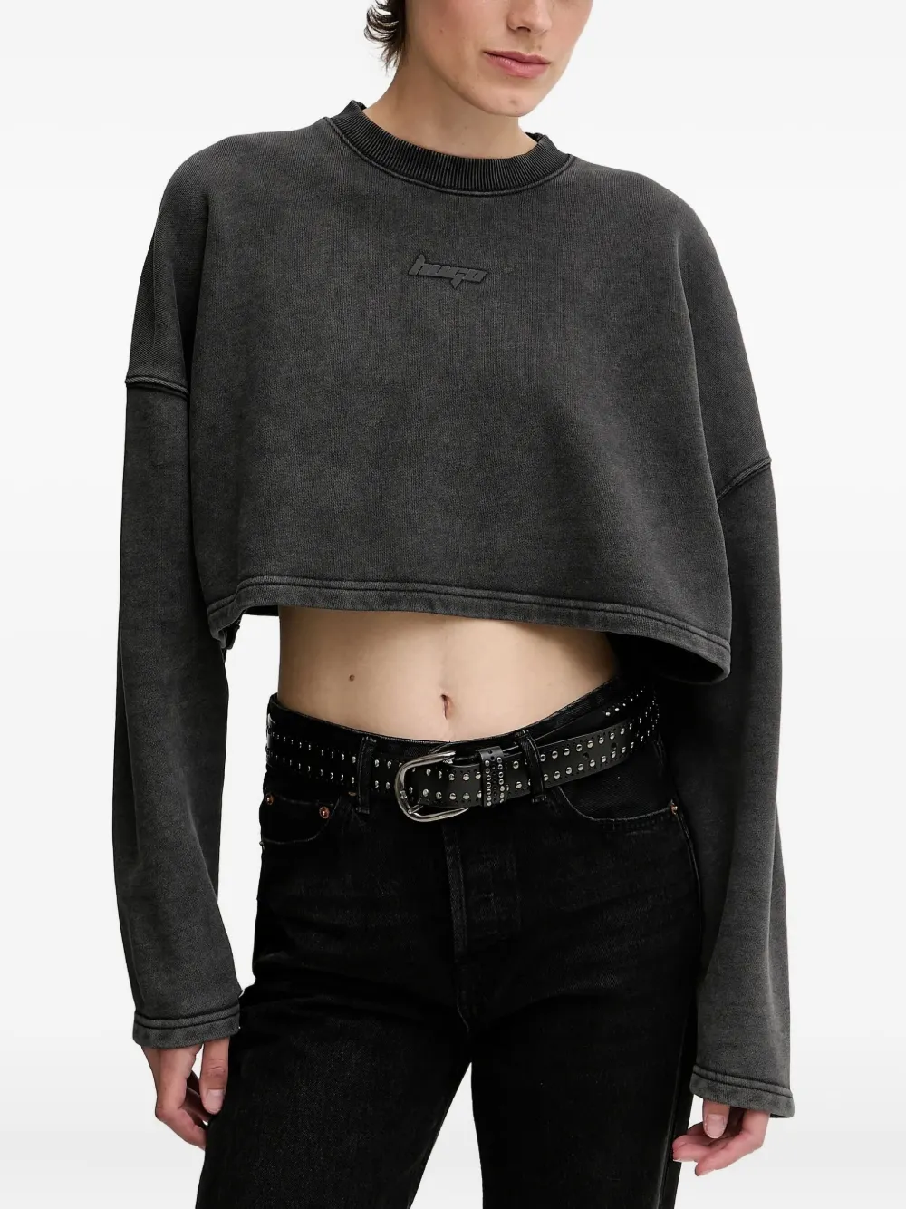 logo-embroidered cropped sweatshirt