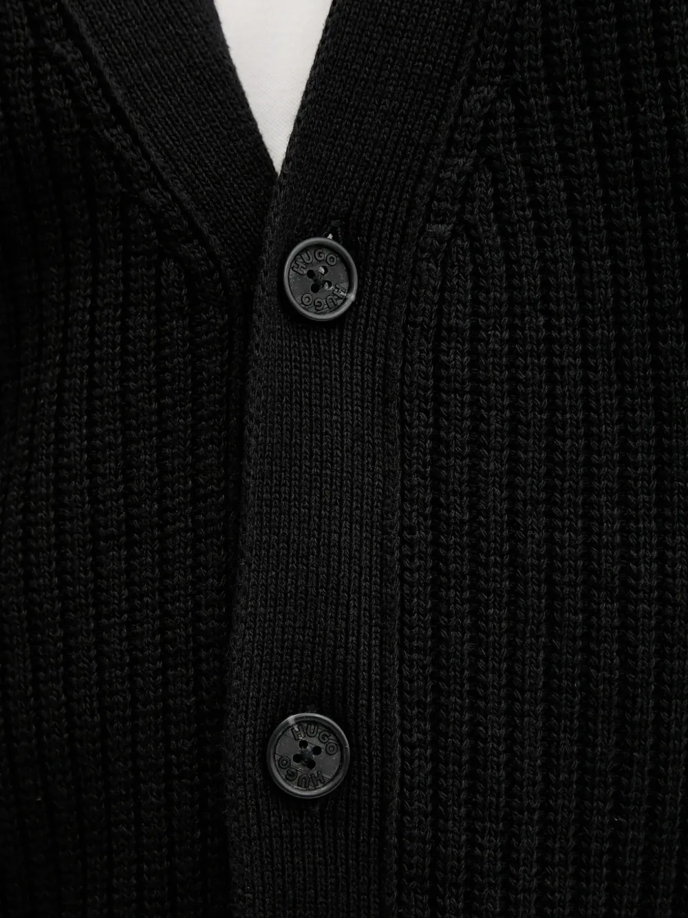 HUGO Geribbeld vest met knoop Zwart