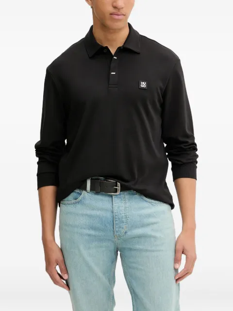 HUGO logo-plaque long-sleeve polo shirt
