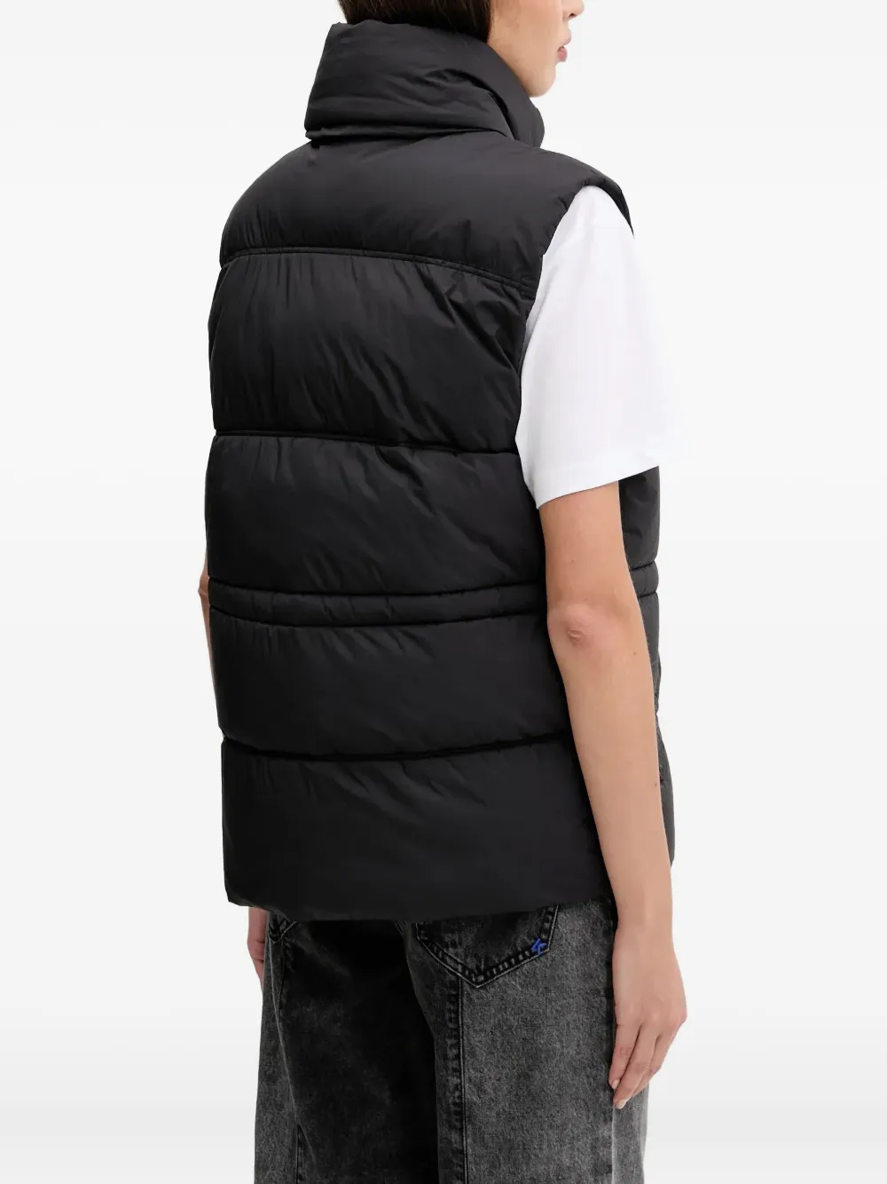 HUGO Gewatteerde bodywarmer met hoge hals Zwart