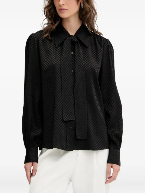 HUGO checked puff-sleeve shirt