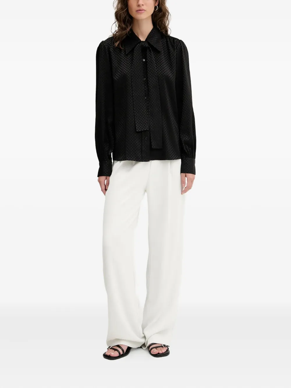 HUGO checked puff-sleeve shirt - Zwart
