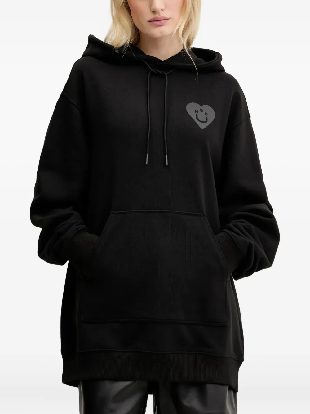 heart-logo ribbed hoodie