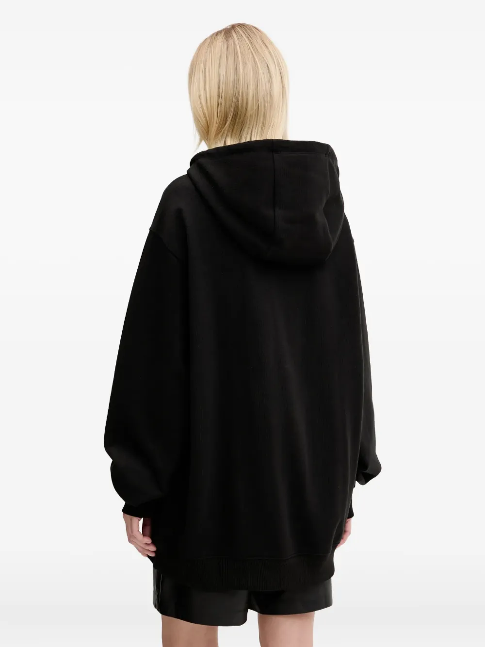 HUGO Geribbelde hoodie met logo Zwart