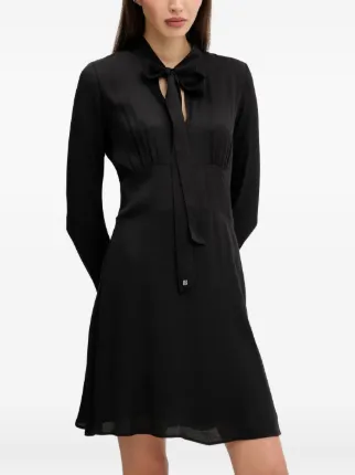 HUGO tie-neck A-line Mini Dress | Black | FARFETCH JO HUGO tie-neck A-line Mini Dress | Black | FARFETCH JO