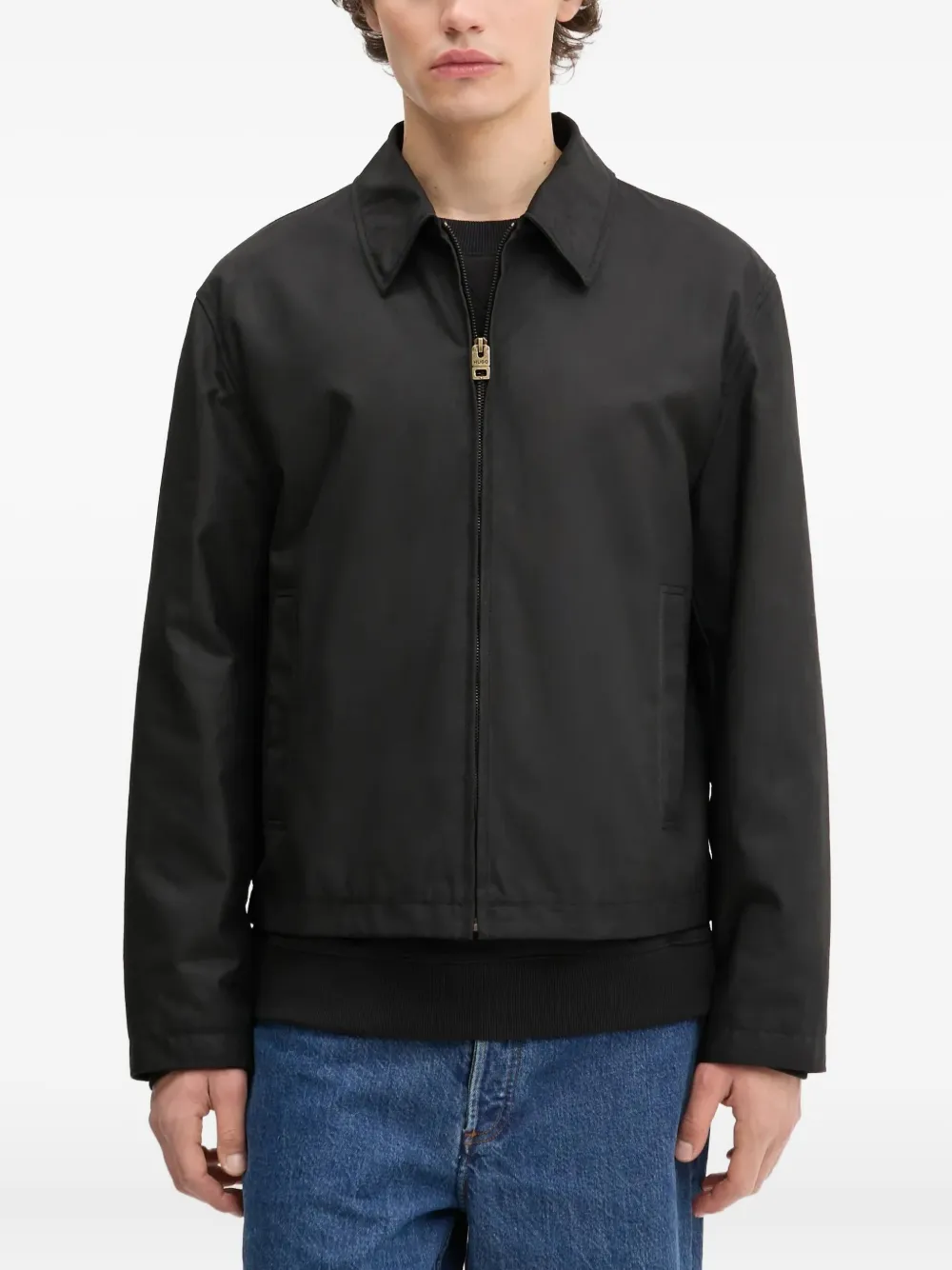 zip-front collared jacket