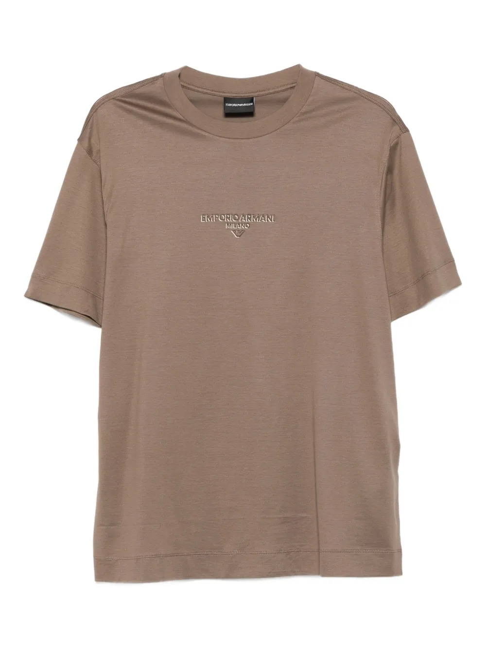 Emporio Armani T-shirt met geborduurd logo Bruin