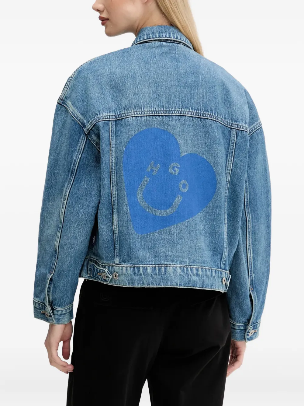 Hugo Boss Heart-logo Denim Jacket In Blue
