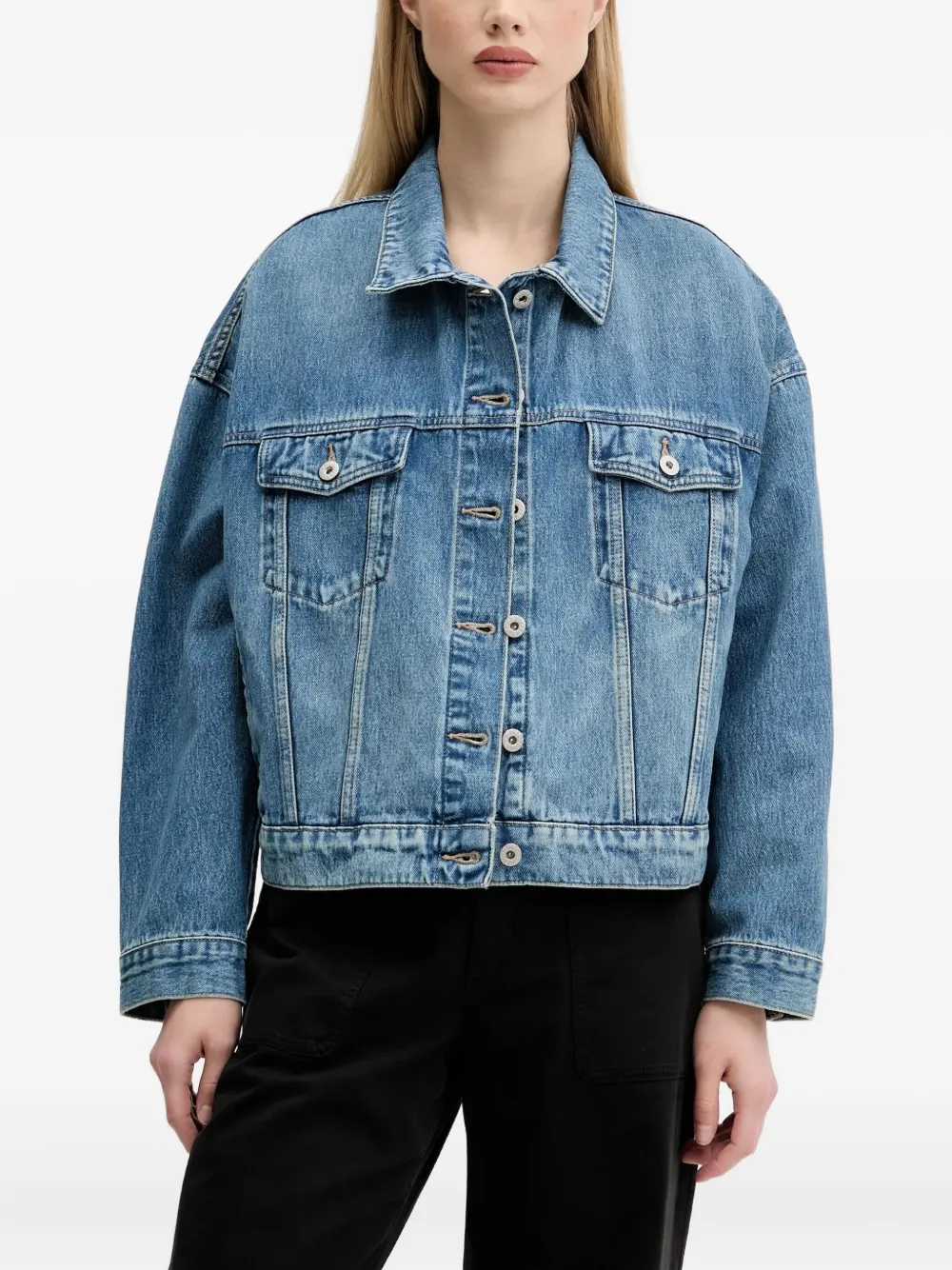 Hugo Boss Heart-logo Denim Jacket In Blue