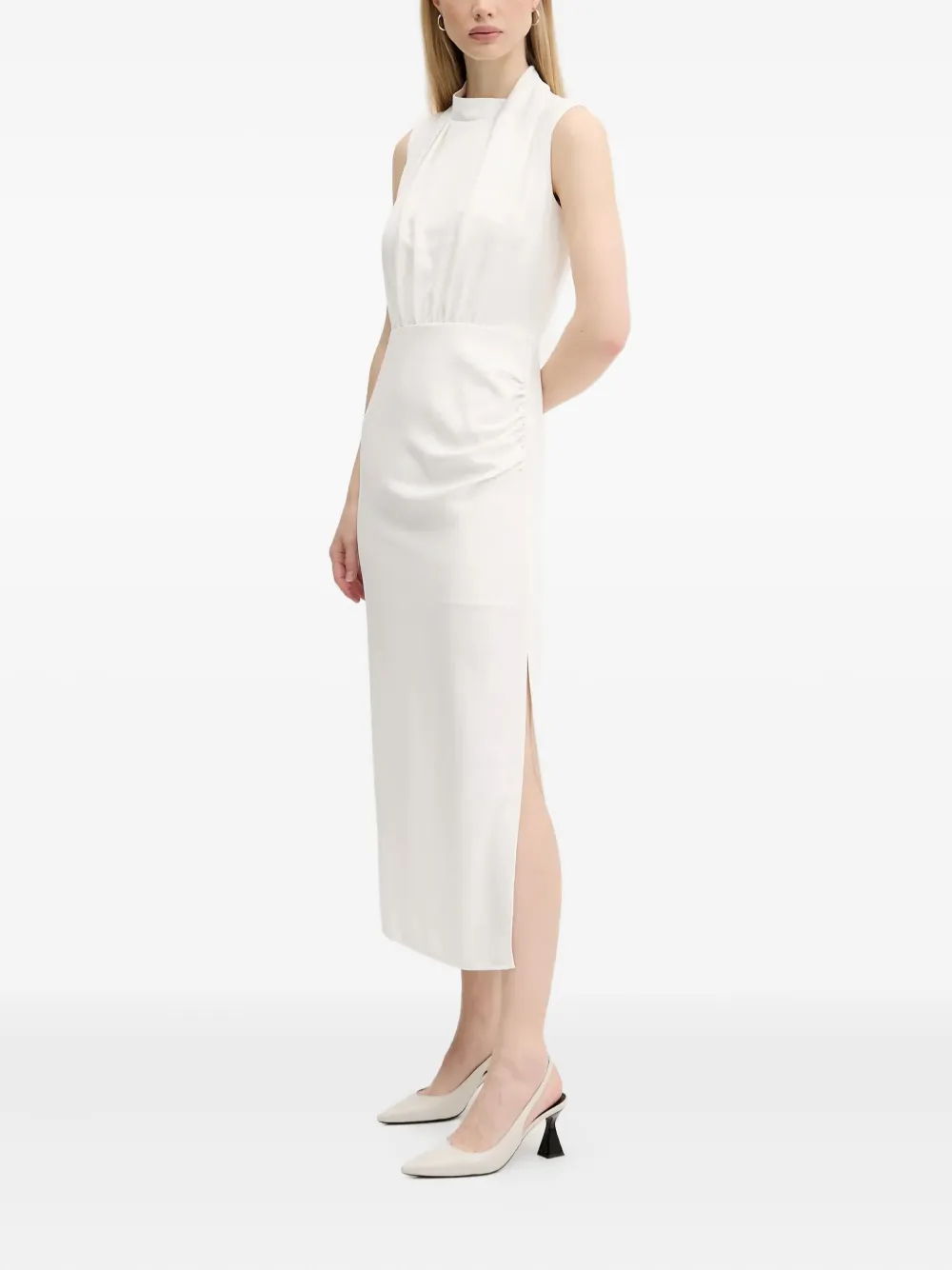 HUGO side-split midi dress - Wit