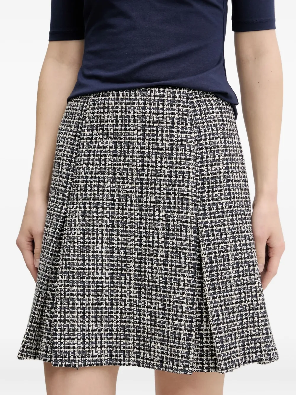 HUGO pleated tweed mini skirt - Zwart