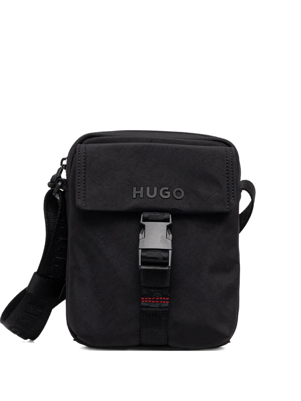 HUGO buckle-fastening logo-print messenger bag Zwart