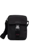 HUGO buckle-fastening logo-print messenger bag - Black