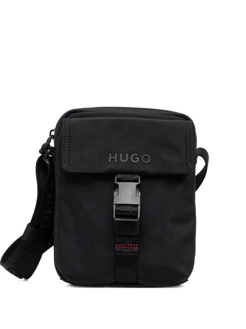 HUGO buckle-fastening logo-print messenger bag