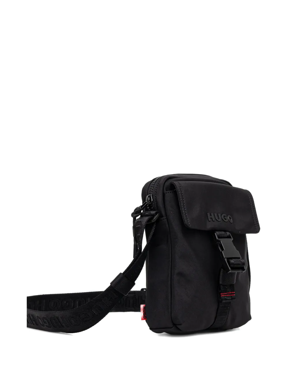 HUGO buckle-fastening logo-print messenger bag - Zwart