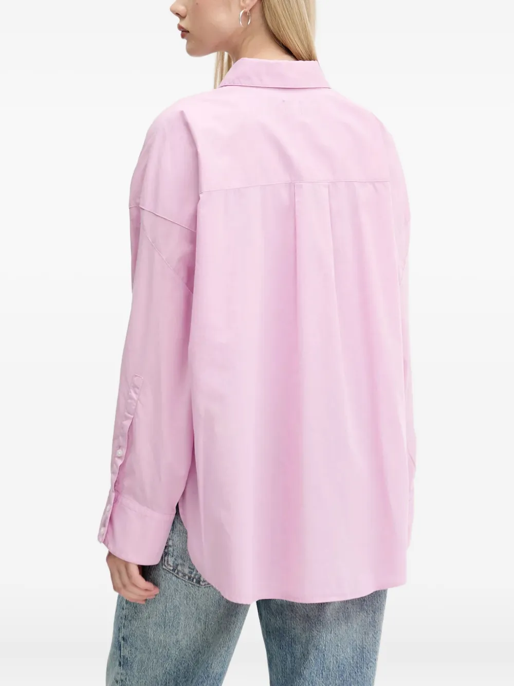 HUGO Katoenen blouse met geborduurd logo Roze