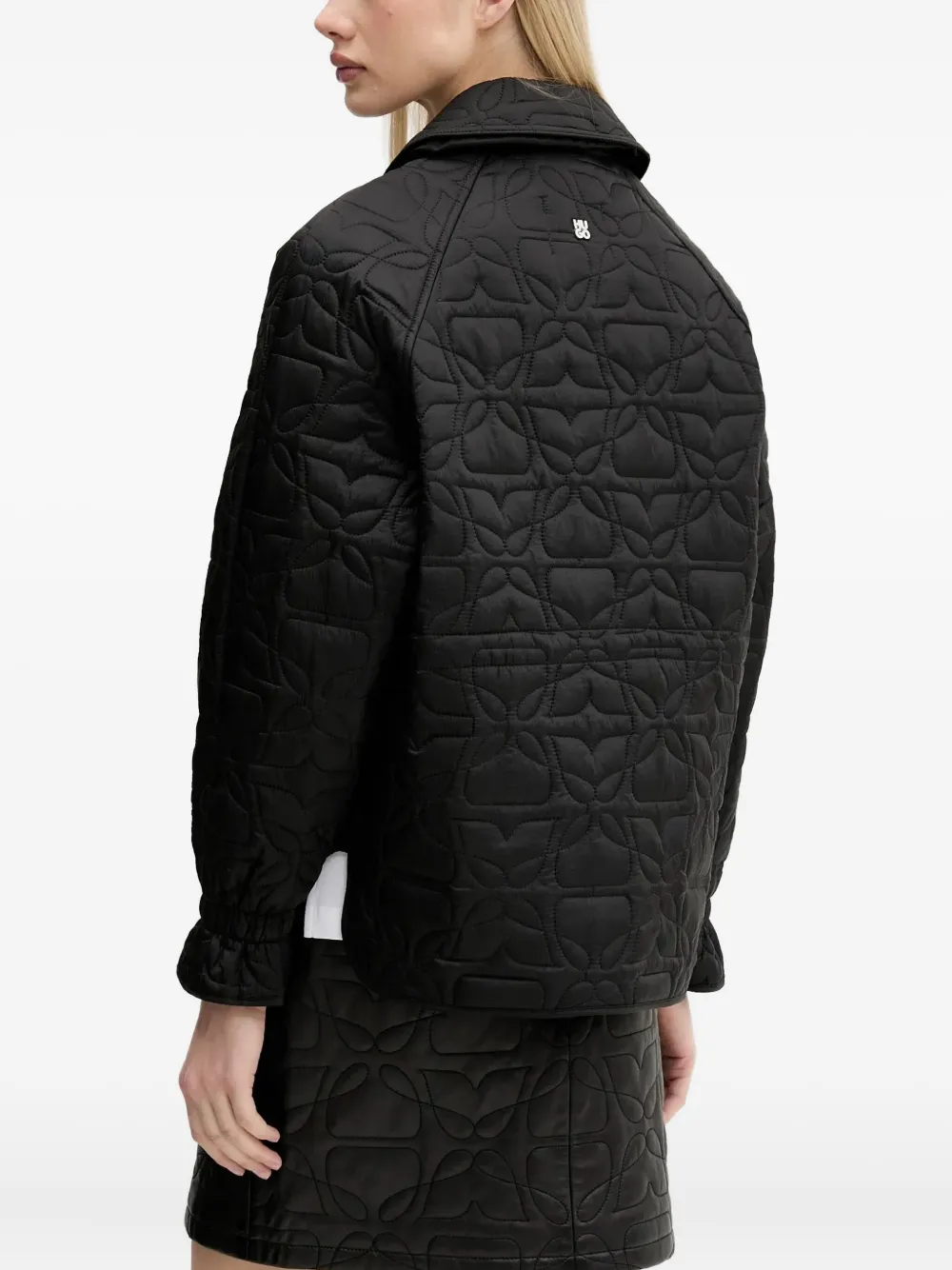 HUGO Gewatteerd jack met bloemenprint Zwart