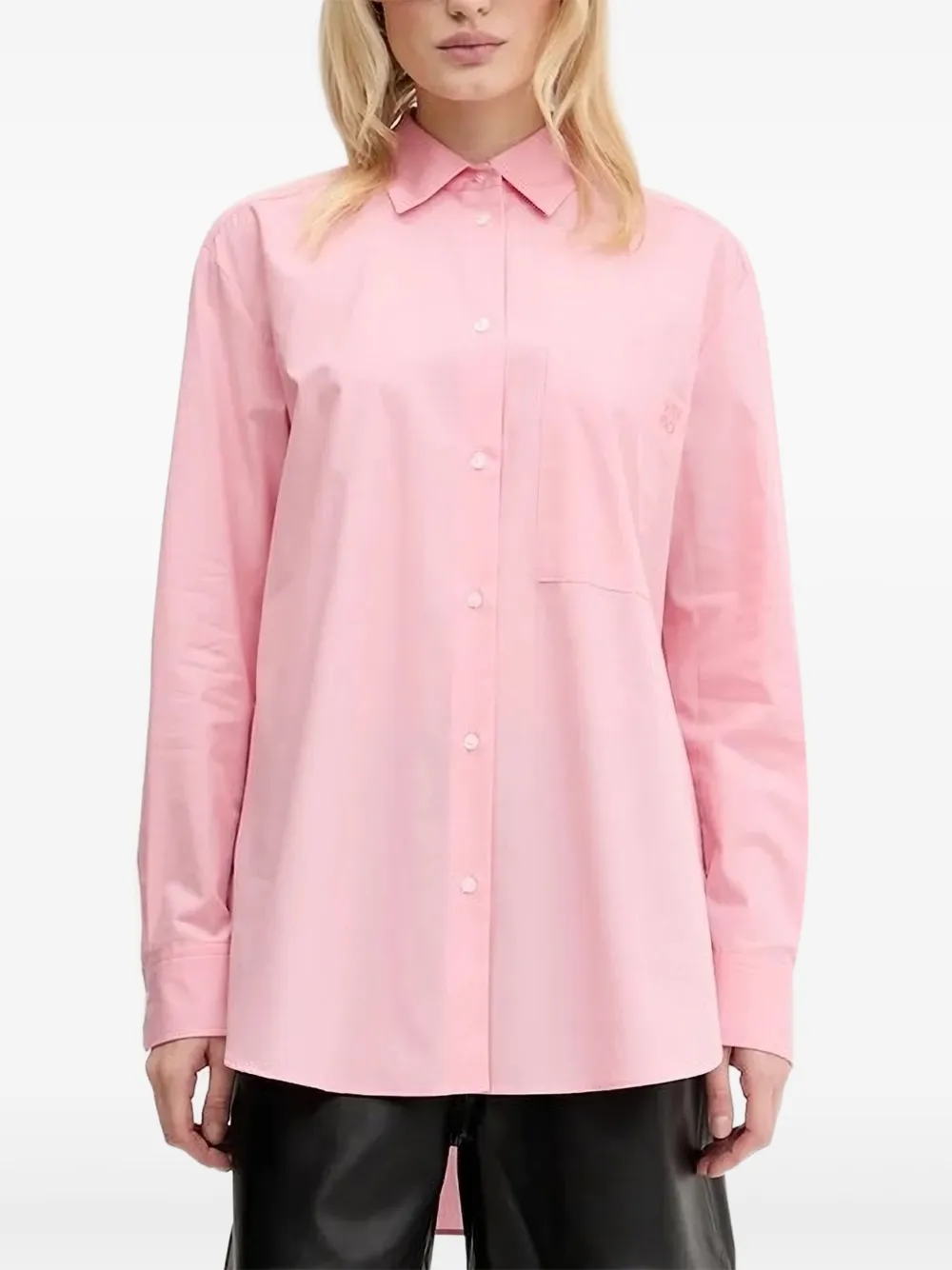 HUGO Katoenen blouse met geborduurd logo Roze