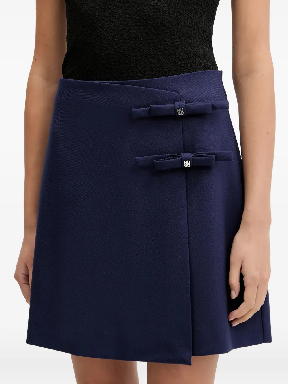 HUGO bow-detail wrap mini skirt - Blauw