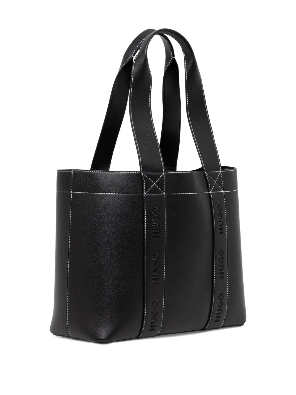 HUGO logo-embroidered tote bag - Zwart