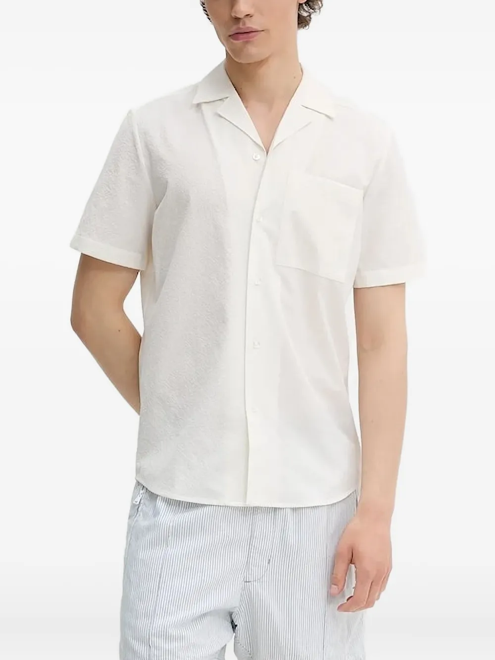 HUGO Overhemd met zak en omgekeerde kraag Beige