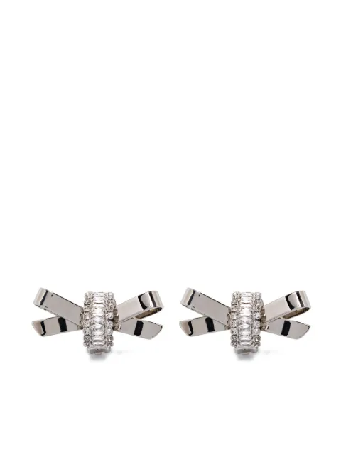 Alessandra Rich aretes con moño de cristal