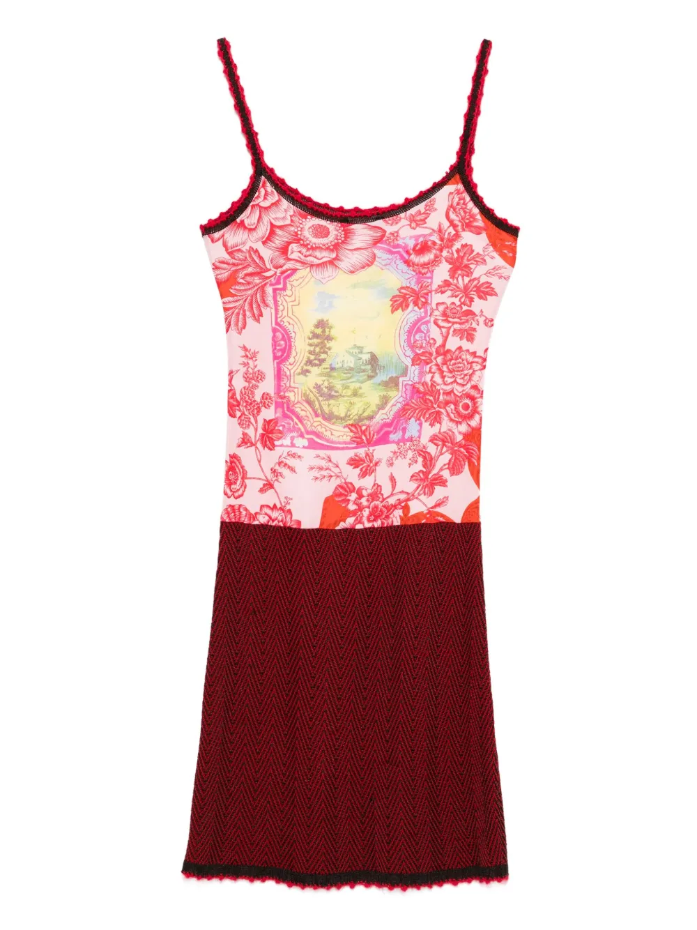 Christian Lacroix Pre-Owned 2000s floral-print chevron-pattern dress - Roze