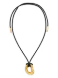 Charlotte Chesnais Shima 18K gold-plated leather-cord necklace - Black