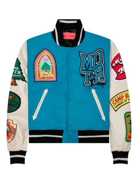 MEMBERS OF THE RAGE embroidered leather-sleeved bomber jacket