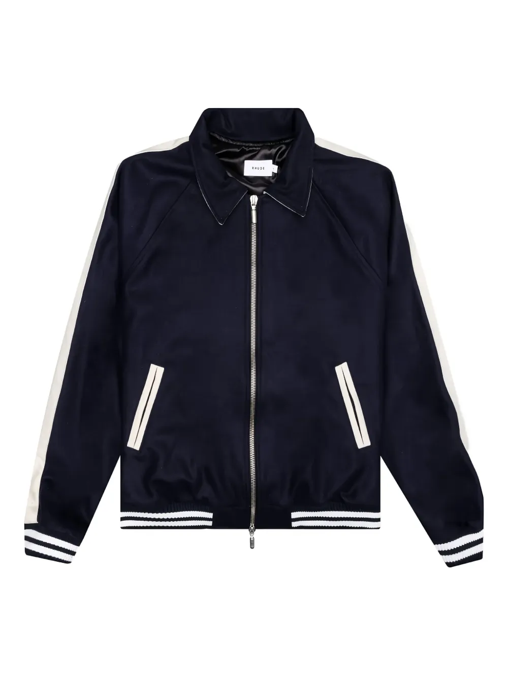 RHUDE Boys Signature bomberjack met universiteitsstreep Blauw