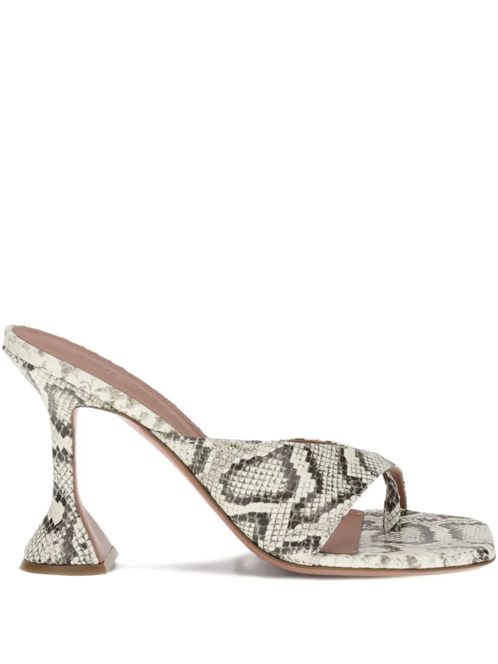 Amina Muaddi 95mm Shiona snakeskin sculpted-heel sandals Neutrals