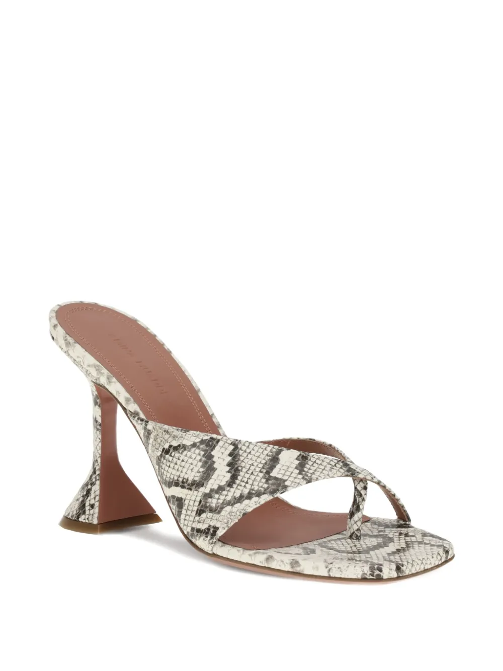 Amina Muaddi 95mm Shiona snakeskin sculpted-heel sandals Neutrals