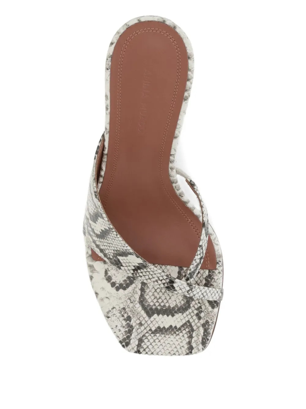 Amina Muaddi 95mm Shiona snakeskin sculpted-heel sandals Neutrals