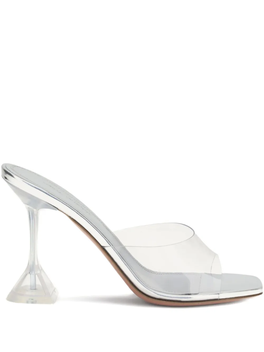 Amina Muaddi clear-panelled sculpted-heel sandals Grey