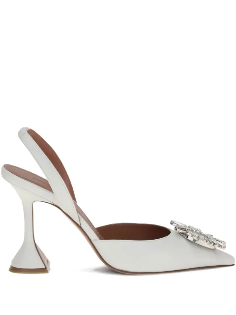 Amina Muaddi 95mm crystal-embellished slingback mules