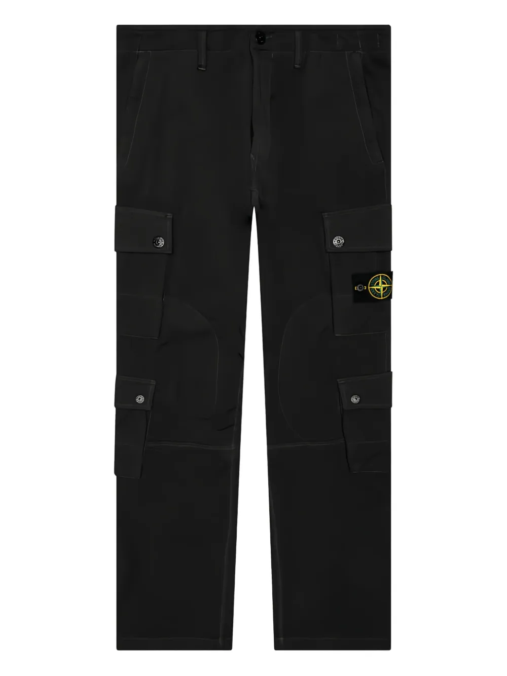 Stone Island Broek met afneembare Compass-logopatch en rits Zwart