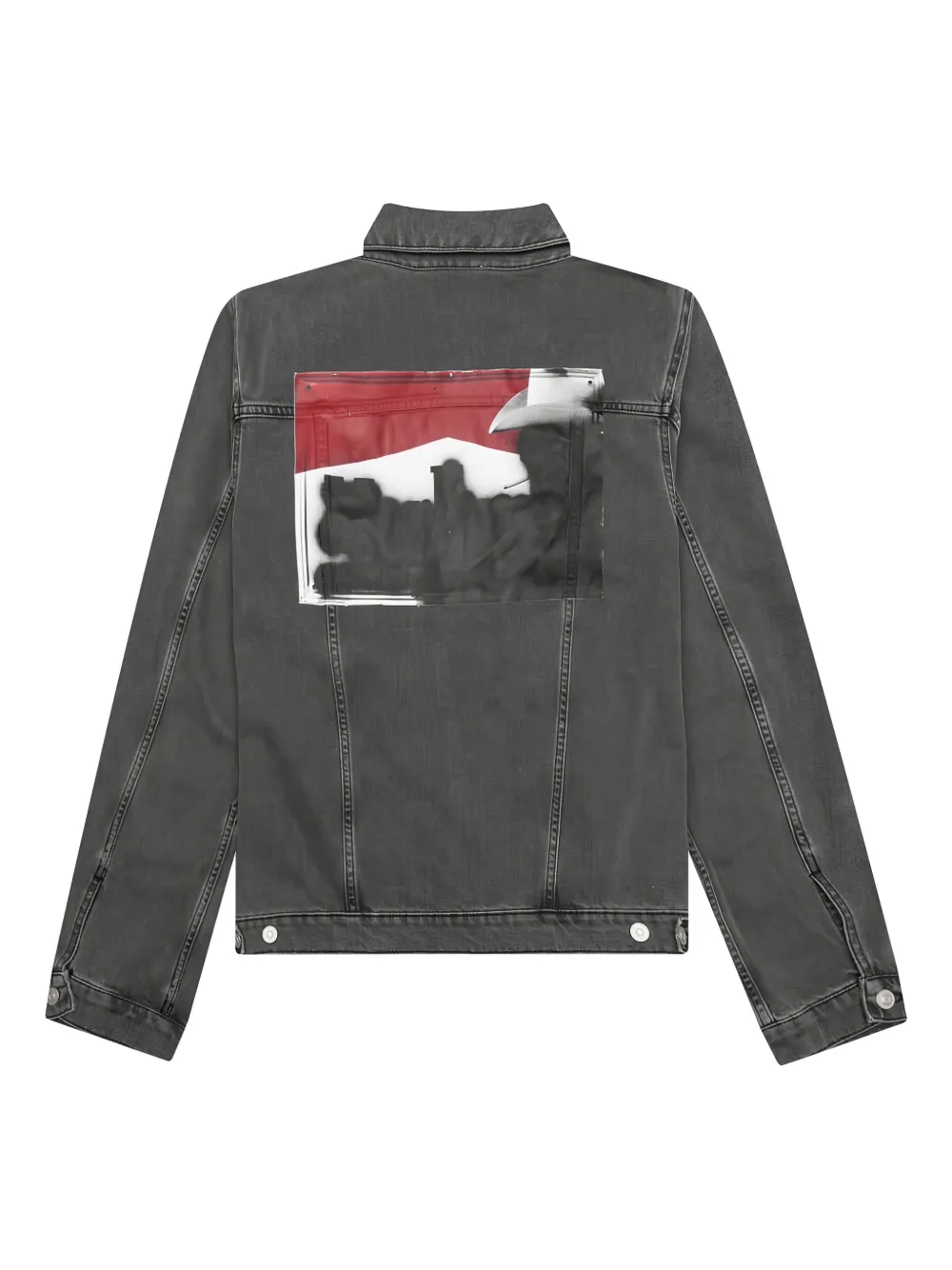 1017 ALYX 9SM Mark Flood denim jack met print Zwart