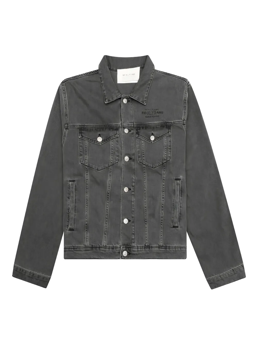Alyx Mark Flood-print Denim Jacket In Black